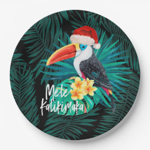 Mele Kalikimaka Tropische Jungle-Vögel Pappteller