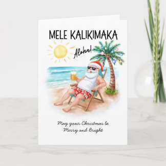 Mele Kalikimaka Tropischer Strand Santa Weihnachte Feiertagskarte
