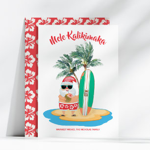 Mele Kalikimaka Tropischer Surfing Santa Weihnacht Feiertagskarte
