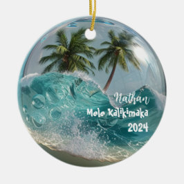 Mele Kalikimaka Tropisches Schneeglobe Keramik Ornament