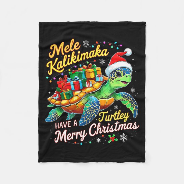 Mele Kalikimaka Turtley Have A Merry Christmas  Fleecedecke (Vorderseite)