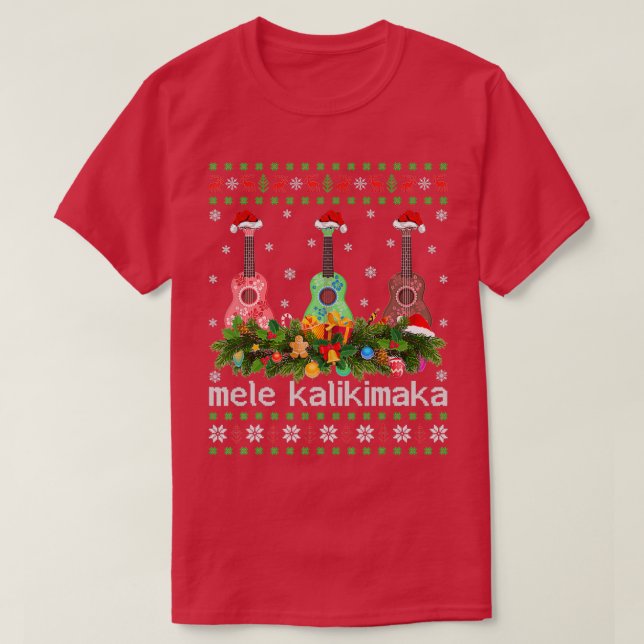 Mele Kalikimaka Ukulele Guitar Ugly Ukulele Christ T-Shirt (Design vorne)