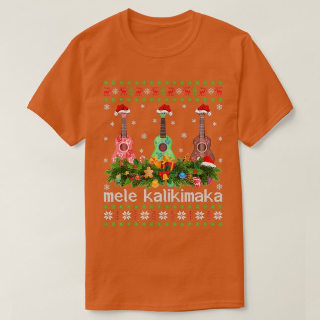 Mele Kalikimaka Ukulele Guitar Ugly Ukulele Christ T-Shirt (Design vorne)