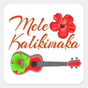 Mele Kalikimaka Ukulele Quadratischer Aufkleber