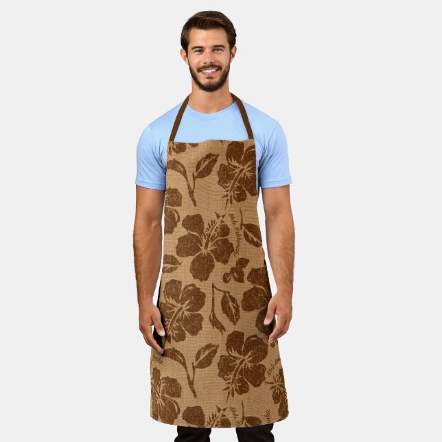 Mele Kalikimaka Vintager Pareau-Hawaiischer Hibisk Schürze (Getragen)