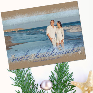 Mele Kalikimaka w/Starfish Script Christmas Foto Postkarte
