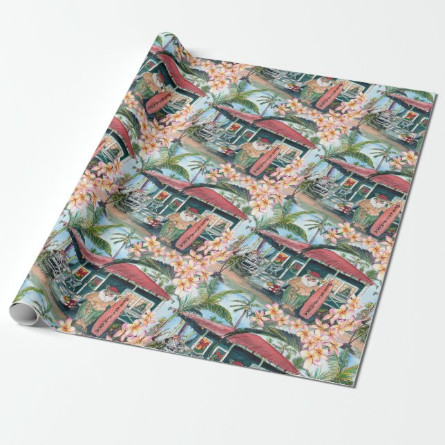 Mele Kalikimaka Waimea Santa Wrapping Paper Geschenkpapier (Ungerollt)