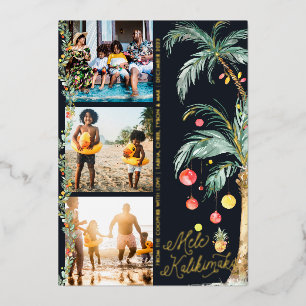 Mele Kalikimaka   Weihnachts-Fotocollage-Karte Folien Feiertagskarte