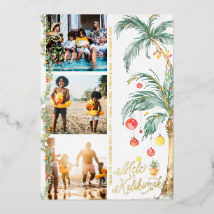 Mele Kalikimaka Weihnachts-Fotocollage-Karte Folien Feiertagskarte