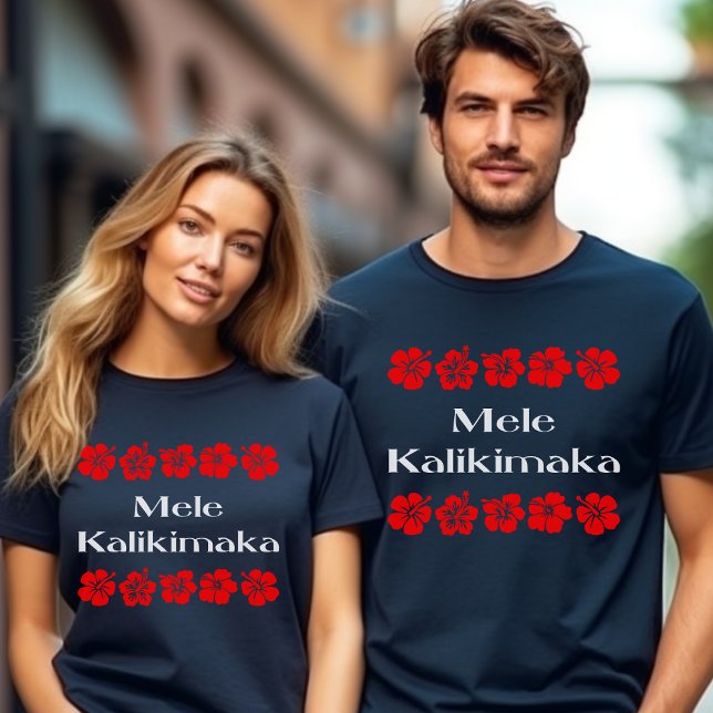 Mele Kalikimaka Weihnachts-Hibiskus Hawaiianisches T-Shirt (Von Creator hochgeladen)
