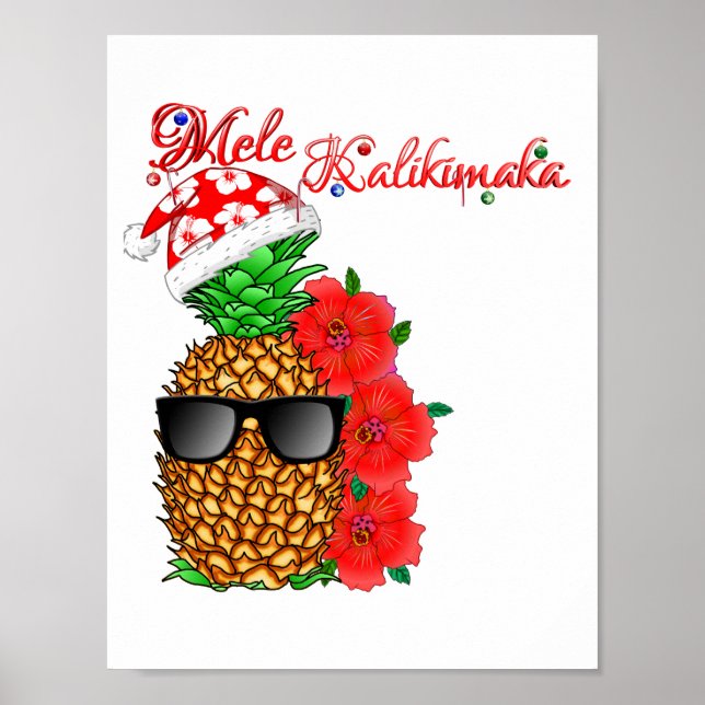 Mele Kalikimaka Weihnachtsananas Poster (Vorne)