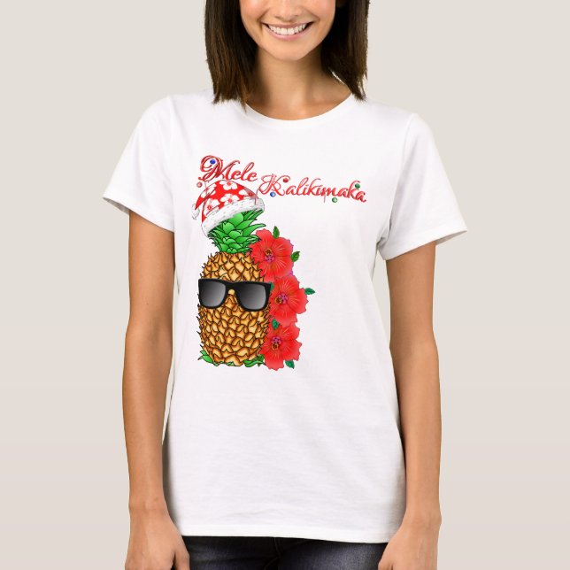 Mele Kalikimaka Weihnachtsananas T-Shirt (Vorderseite)
