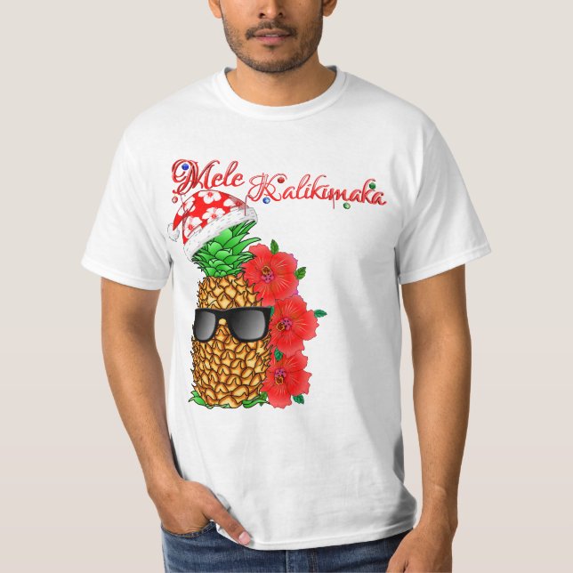 Mele Kalikimaka Weihnachtsananas T-Shirt (Vorderseite)