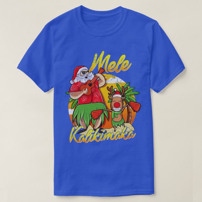 Mele Kalikimaka Weihnachtsfeiertag in Santa Hawaii T-Shirt (Design vorne)