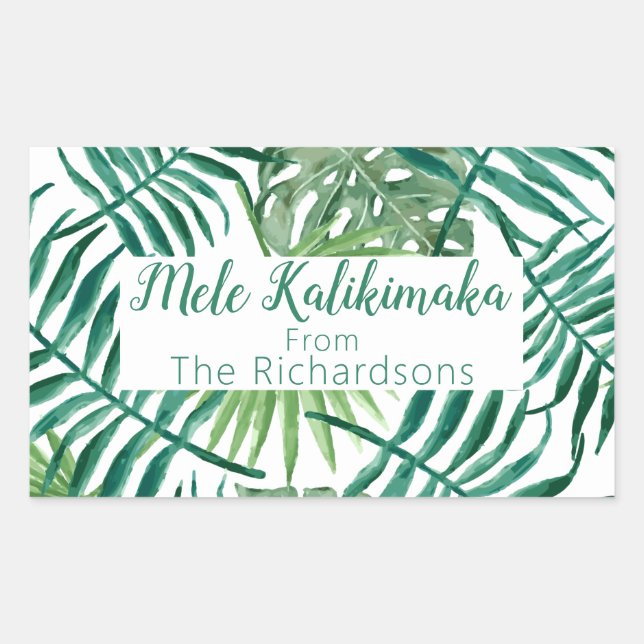 Mele Kalikimaka Weihnachtsferien-Typografie Rechteckiger Aufkleber (Vorderseite)