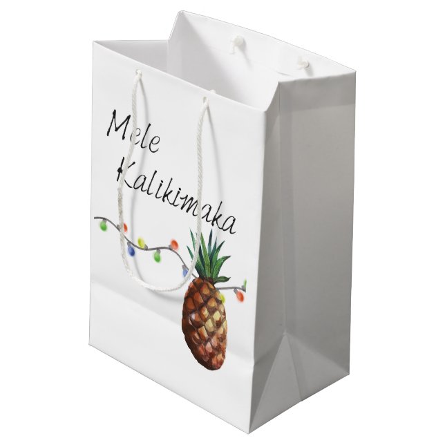 Mele Kalikimaka - Weihnachtsgeschenk-Tasche Mittlere Geschenktüte (Rückseite Schrägansicht)