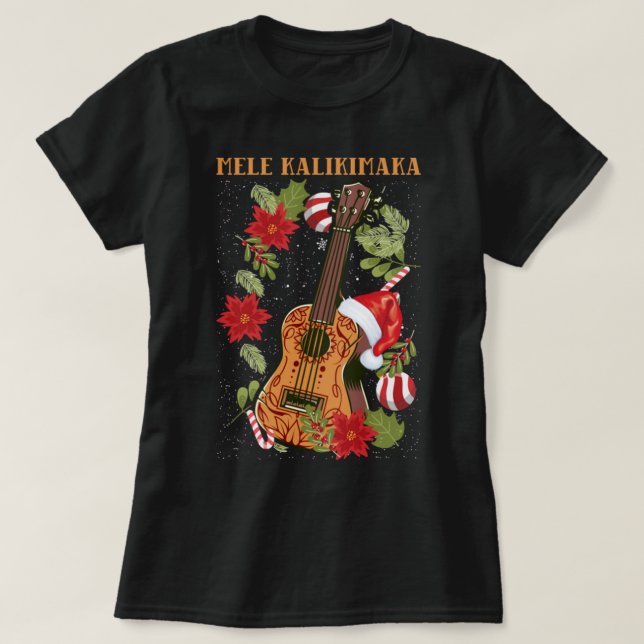 MELE KALIKIMAKA Weihnachtsgeschenk Ukulele Hawaii T-Shirt (Design vorne)