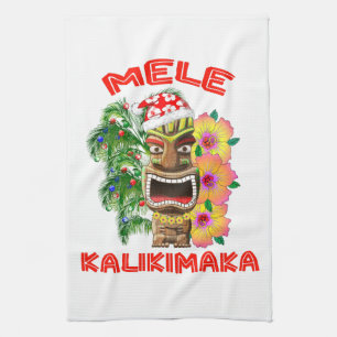 Mele Kalikimaka Weihnachtsmann Tiki Küchentuch