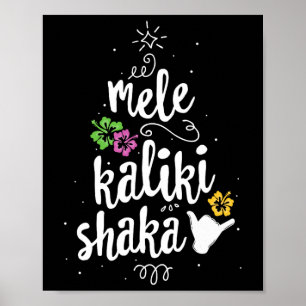 Mele Kalki Shaka Hawaii Weihnachtsbaum Kalikimaka Poster