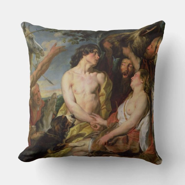 Meleager und Atalanta (Öl auf Leinwand) Kissen (Vorderseite)