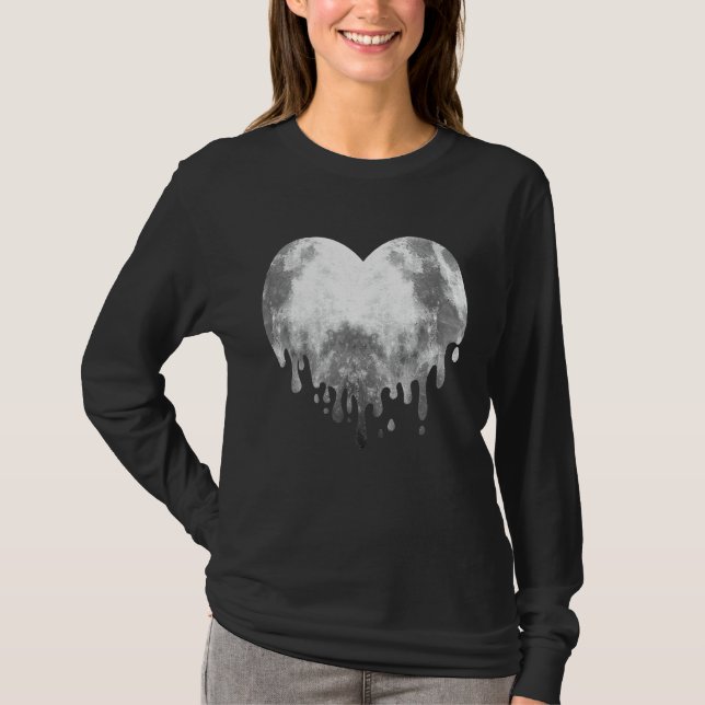 Melgende Moon Heart Full Moon Luna Liebe T-Shirt (Vorderseite)