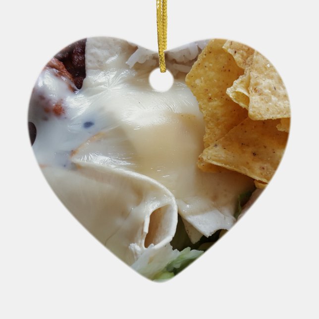 Melierter Käse Nacho Funny Food Keramikornament (Vorne)