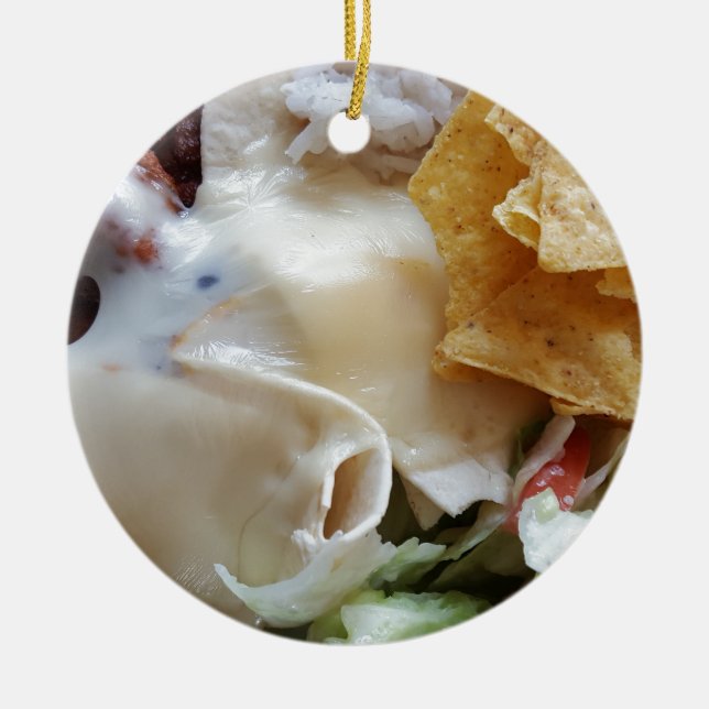 Melierter Käse Nacho Funny Food Keramikornament (Vorne)