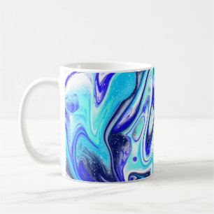 Meliertes Blau   Fluid Art Kaffeetasse