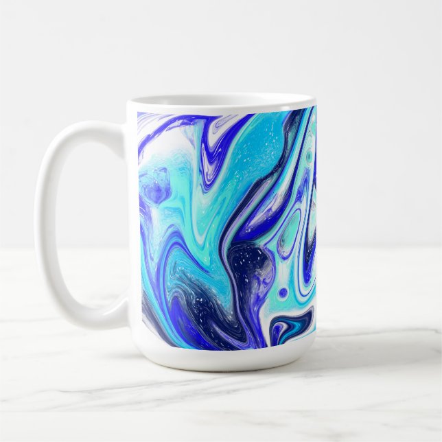 Meliertes Blau | Fluid Art Kaffeetasse (Links)