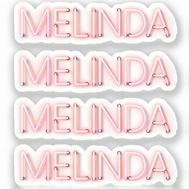 Melinda Name in leuchtenden Neonbeleuchtung Aufkleber (Vorderseite)