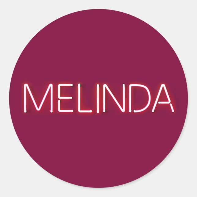 Melinda Name in leuchtenden Neonbeleuchtung Runder Aufkleber (Vorderseite)