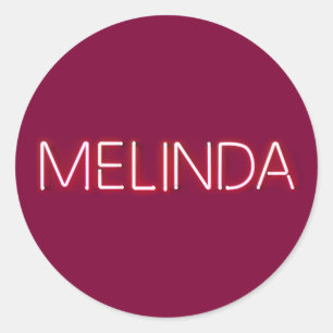 Melinda Name in leuchtenden Neonbeleuchtung Runder Aufkleber