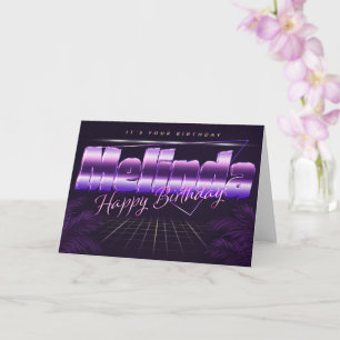 Melinda Name Vorname lila retro Karte Geburtstag