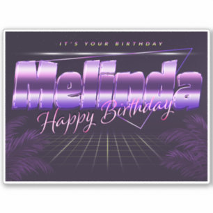 Melinda Name Vorname lila retro Sticker Geburtstag
