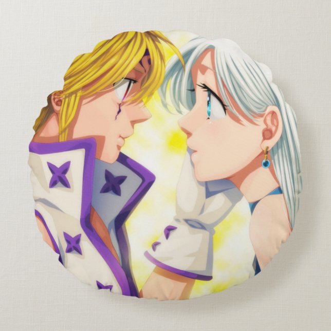 Meliodas and Elizabeth Rundes Kissen (Vorderseite)
