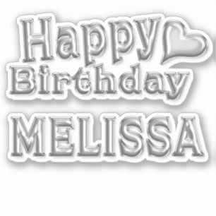 Melissa Happy Birthday silver Aufkleber Sticker