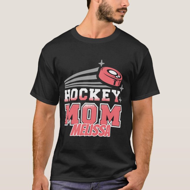 Melissa Hockey-Mama mit Puck Womens T-Shirt (Vorderseite)