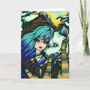 Melissa Vampir Wolf Fantasie Winter Kunst Feiertagskarte