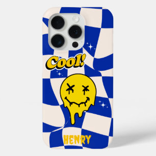 Melken von Lächelemoji mit Blue Checkered Case-Mate iPhone Hülle