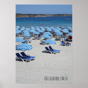 Mellieha Bay Beach Szene in Malta Poster