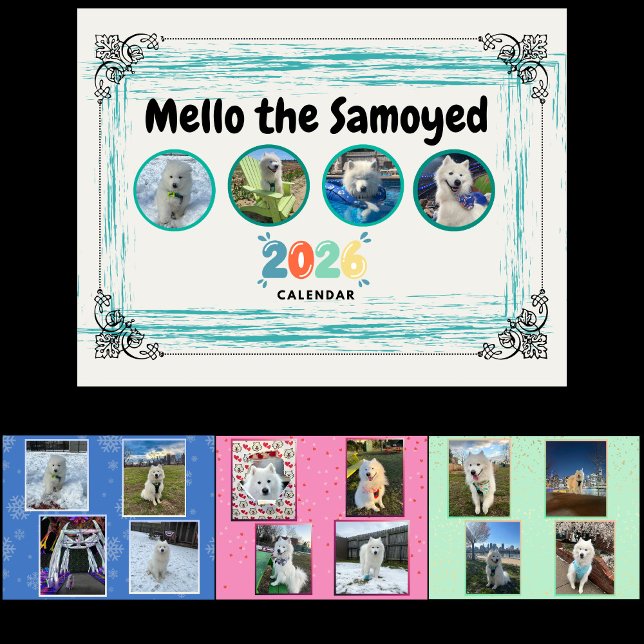 Mello the Samoyed 2026 Calendar Kalender (Cover, January, February, March)
