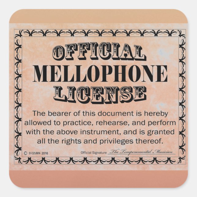 Mellophone License Square Aufkleber (Vorderseite)
