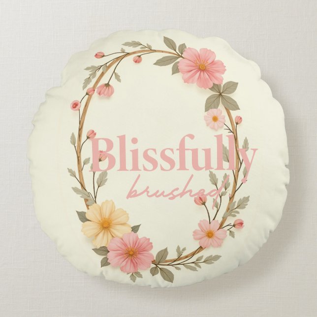 Mellow Blooms Rundes Kissen (Vorderseite)