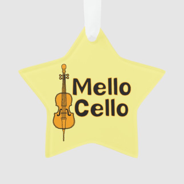 Mellow Cello White Text Ornament (Vorderseite)