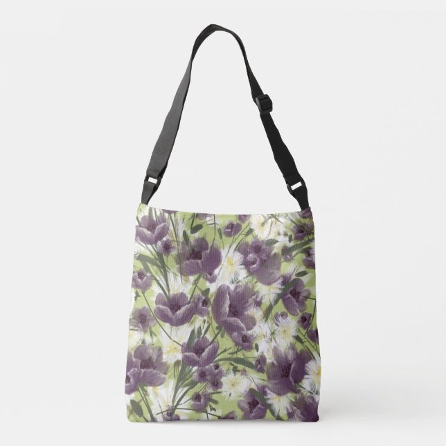 Mellow Garden Lila Poppies Bag Tragetaschen Mit Langen Trägern (Rückseite)