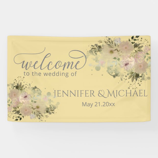 Mellow gelb boho floral trendy banner (Horizontal)
