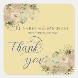 Mellow gelb boho floral trendy quadratischer aufkleber