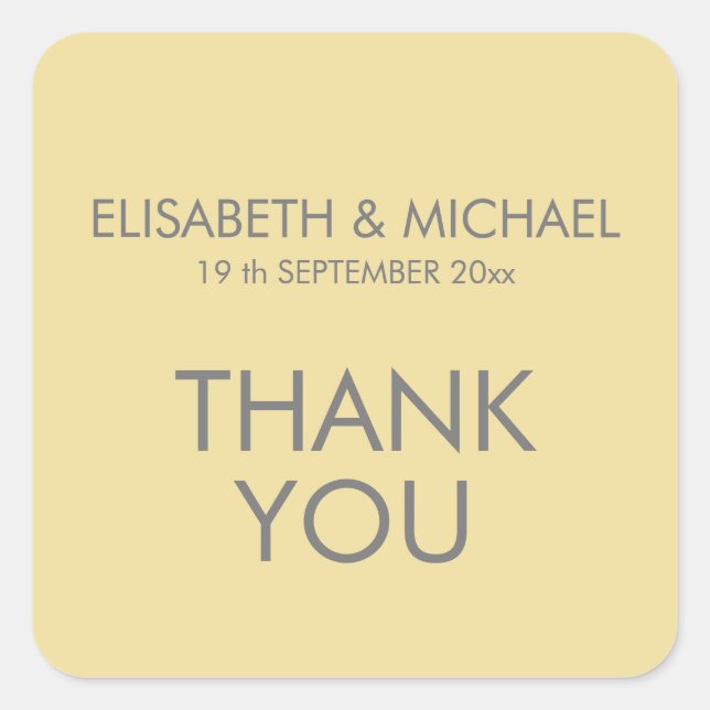 Mellow gelb schlicht-minimalistisch-trendy quadratischer aufkleber (Vorderseite)