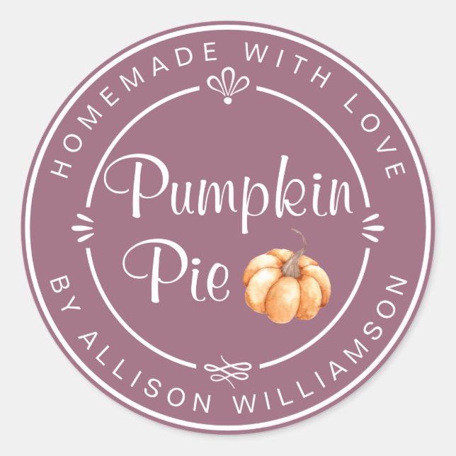 Mellow Mauve Pumpkin Pie Homemade Runder Aufkleber (Vorderseite)