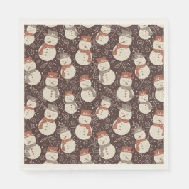 Mellow Snowmen - Weihnachts Muster amaro rot. Serviette